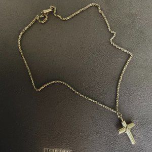 Tiffany  and co.18ct gold cross and chain